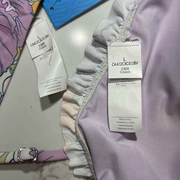 CUPSHE Suit, bikini, Purple/orange flower design, Size L - Picture 10 of 11